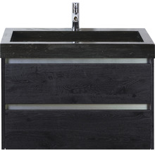Koupelnový nábytkový set Sanox Dante barva čela black oak ŠxVxH 81 x 58 x 45,5 cm s umyvadlem z přírodního kamene
