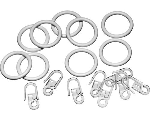 Žabky na závěsy s háčky na sklady a kroužky