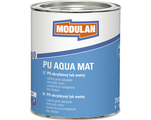 Barevný lak Modulan PU Aqua Mat matný RAL3000 Ohnivě červená 0,75 l