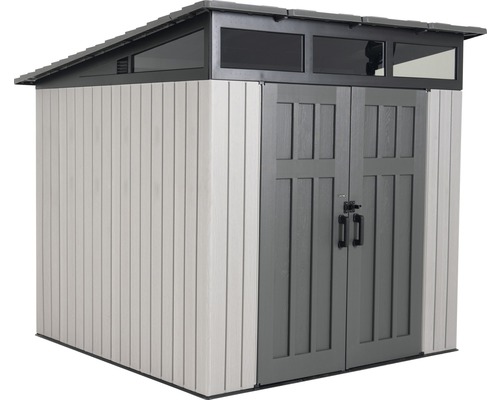 Zahradní domek s dvoukřídlými dveřmi a světlíky