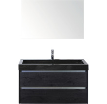 Koupelnový nábytkový set Sanox Dante barva čela black oak ŠxVxH 101 x 170 x 45,5 cm s umyvadlem z přírodního kamene a zrcadlem