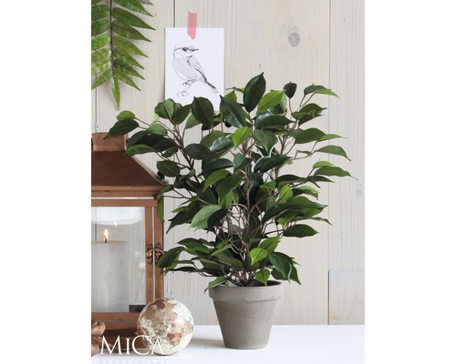 Dekorativní umělá rostlina v květináči, aranžmá s lucernou a dekorací