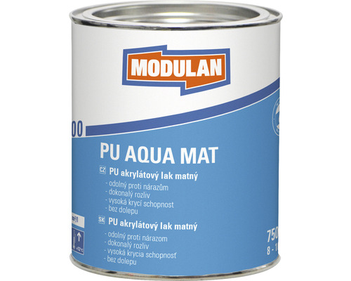 Barevný lak Modulan PU Aqua Mat matný RAL9005 Tmavočerná 0,75 l