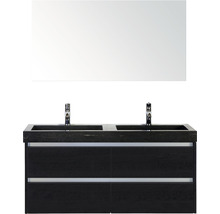 Koupelnový nábytkový set Sanox Dante barva čela black oak ŠxVxH 121 x 170 x 45,5 cm s umyvadlem z přírodního kamene a zrcadlem