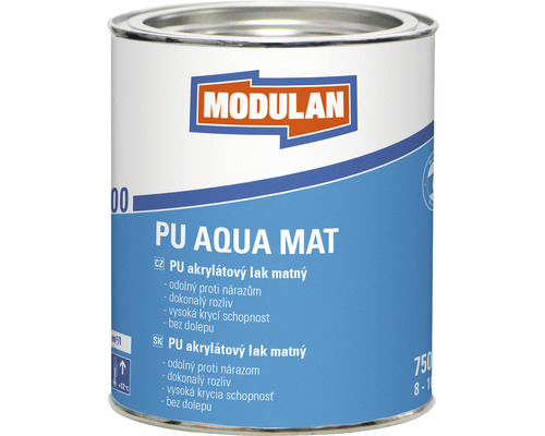 Barevný lak Modulan PU Aqua Mat matný RAL7035 Světle šedá 0,75 l Plechovka PU Aqua Mat akrylový lak