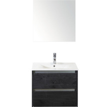 Koupelnový nábytkový set Sanox Dante barva čela black oak ŠxVxH 61 x 170 x 46 cm s keramickým umyvadlem a zrcadlem