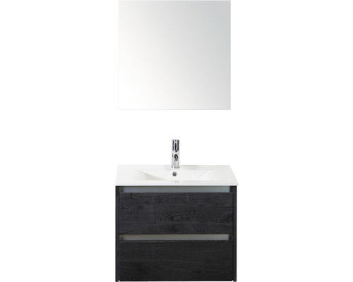 Koupelnový nábytkový set Sanox Dante barva čela black oak ŠxVxH 61 x 170 x 46 cm s keramickým umyvadlem a zrcadlem
