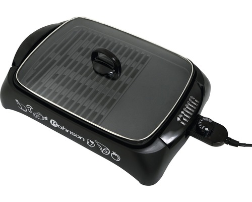 Elektrický stolní gril s skleněným víkem a regulátorem teploty od společnosti Rohnson