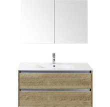 Koupelnový nábytkový set Sanox Dante barva čela dub přírodní ŠxVxH 101 x 170 x 46 cm s keramickým umyvadlem a zrcadlovou skříňkou