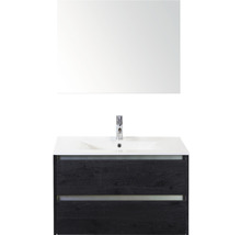 Koupelnový nábytkový set Sanox Dante barva čela black oak ŠxVxH 81 x 170 x 46 cm s keramickým umyvadlem a zrcadlem