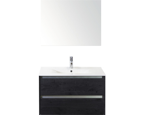 Koupelnový nábytkový set Sanox Dante barva čela black oak ŠxVxH 81 x 170 x 46 cm s keramickým umyvadlem a zrcadlem