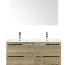 Koupelnový nábytkový set Sanox Seville barva čela dub přírodní ŠxVxH 121 x 170 x 46 cm s keramickým umyvadlem a zrcadlem