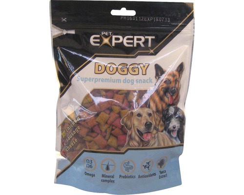 Pamlsek pro psy Pet Expert s příchutí kuřete, klobásy a sýra