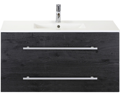 Koupelnový nábytkový set Sanox Stretto barva čela black oak ŠxVxH 101 x 51,8 x 39 cm s keramickým umyvadlem Koupelnový nábytkový set Sanox Stretto barva čela black oak ŠxVxH 101 x 51,8 x 39 cm s keramickým umyvadlem