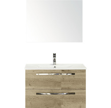 Koupelnový nábytkový set Sanox Seville barva čela dub přírodní ŠxVxH 81 x 170 x 46 cm s keramickým umyvadlem a zrcadlem