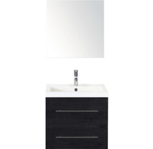 Koupelnový nábytkový set Sanox Straight barva čela black oak ŠxVxH 60 x 170 x 40 cm s umyvadlem z minerální litiny a zrcadlovou skříňkou