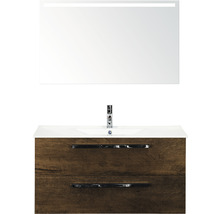 Koupelnový nábytkový set Sanox Seville barva čela tabacco ŠxVxH 101 x 170 x 46 cm s keramickým umyvadlem a zrcadlem s LED osvětlením