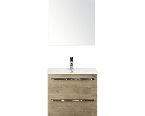 Koupelnový nábytkový set Sanox Seville barva čela dub přírodní ŠxVxH 61 x 170 x 46 cm s keramickým umyvadlem a zrcadlem