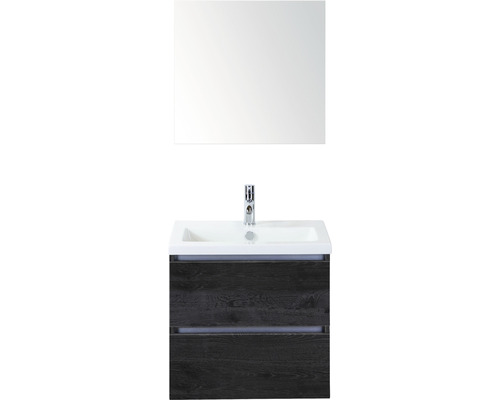 Koupelnový nábytkový set Sanox Vogue barva čela black oak ŠxVxH 61 x 170 x 41 cm s keramickým umyvadlem a zrcadlem