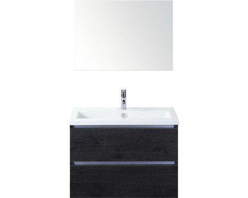 Koupelnový nábytkový set Sanox Vogue barva čela black oak ŠxVxH 101 x 170 x 41 cm s keramickým umyvadlem a zrcadlem