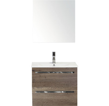 Koupelnový nábytkový set Sanox Seville barva čela tabacco ŠxVxH 61 x 170 x 46 cm s keramickým umyvadlem a zrcadlovou skříňkou