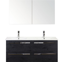 Koupelnový nábytkový set Sanox Seville barva čela black oak ŠxVxH 121 x 170 x 46 cm s keramickým umyvadlem a zrcadlovou skříňkou