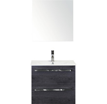 Koupelnový nábytkový set Sanox Seville barva čela black oak ŠxVxH 61 x 170 x 46 cm s keramickým umyvadlem a zrcadlovou skříňkou