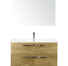 Koupelnový nábytkový set Sanox Seville barva čela dub přírodní ŠxVxH 101 x 170 x 46 cm s keramickým umyvadlem a zrcadlem