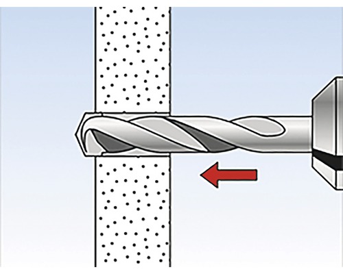 Ilustrace vrtačky vrtající do zdi.