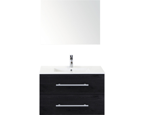 Koupelnový nábytkový set Sanox Stretto barva čela black oak ŠxVxH 81 x 170 x 39 cm s keramickým umyvadlem a zrcadlem