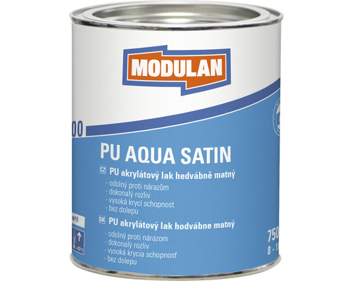Barevný lak Modulan PU Aqua Satin hedvábně matný RAL7035 Světle šedá 0,75 l