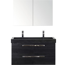 Koupelnový nábytkový set Sanox Seville barva čela black oak ŠxVxH 101 x 170 x 45,5 cm s umyvadlem z přírodního kamene a zrcadlovou skříňkou
