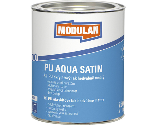 Barevný lak Modulan PU Aqua Satin hedvábně matný RAL9016 Dopravní bílá 0,75 l