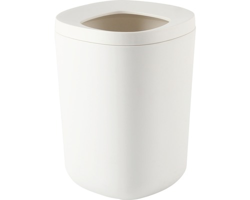 Bílý odpadkový koš s otevřeným víkem