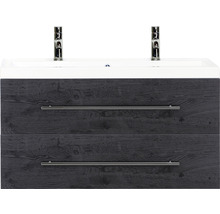 Koupelnový nábytkový set Sanox Straight barva čela black oak ŠxVxH 100 x 55 x 40 cm s dvojitým umyvadlem z minerální litiny