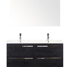Koupelnový nábytkový set Sanox Seville barva čela black oak ŠxVxH 121 x 170 x 46 cm s keramickým umyvadlem a zrcadlem