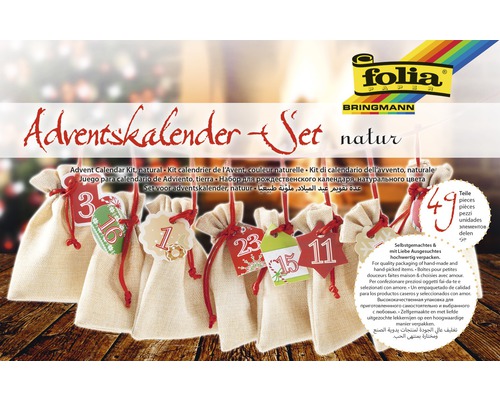 Sada adventního kalendáře s malými sáčky a přívěsky