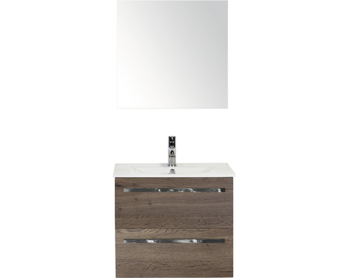 Koupelnový nábytkový set Sanox Seville barva čela tabacco ŠxVxH 61 x 170 x 46 cm s keramickým umyvadlem a zrcadlem