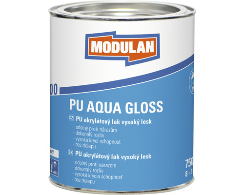 Barevný lak Modulan PU Aqua Gloss vysoký lesk RAL9016 Dopravní bílá 0,75 l