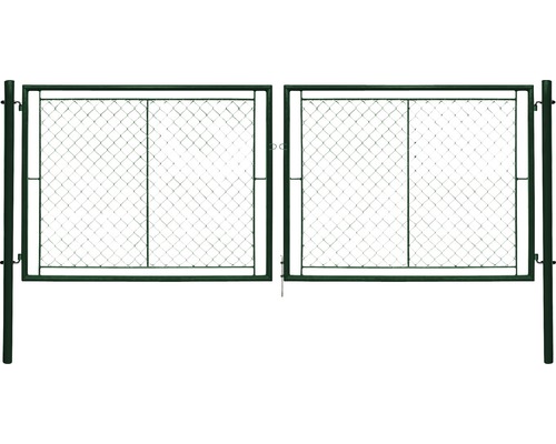 Brána PILECKÝ Ideal 360 x 145 cm dvoukřídlá zelená vč. ok pro visací zámek Dvoukřídlá zahradní brána s pletivem
