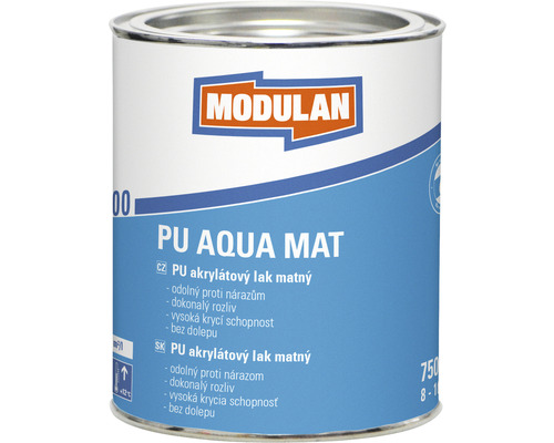 Barevný lak Modulan PU Aqua Mat matný RAL6005 Zelená 0,75 l MODULAN PU Aqua Matný akrylový lak v dóze