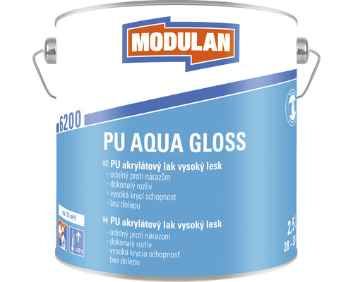 Barevný lak Modulan PU Aqua Gloss vysoký lesk RAL9016 Dopravní bílá 2,5 l