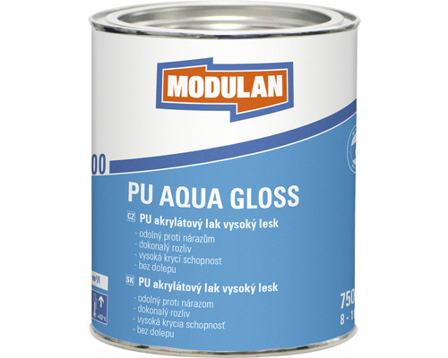 Barevný lak Modulan PU Aqua Gloss vysoký lesk RAL7035 Světle šedá 0,75 l