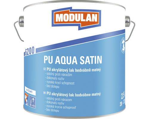 Barevný lak Modulan PU Aqua Satin hedvábně matný RAL9016 Dopravní bílá 2,5 l