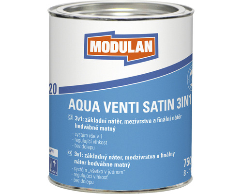 Barevný lak Modulan Aqua Venti Satin 3in1 hedvábně matný RAL7016 Antracitová šedá 0,75 l
