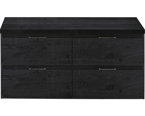 Koupelnová skříňka pod umyvadlo Sanox Porto barva čela black oak 120 cm s umyvadlovou deskou