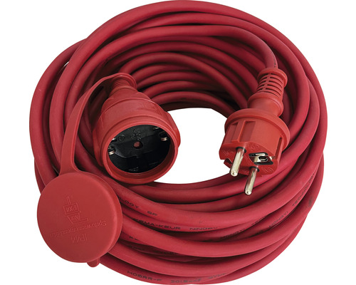 Prodlužovací kabel HO5RR-F IP44 25m schuko/schuko červený Prodlužovací kabel se zástrčkou a zásuvkou