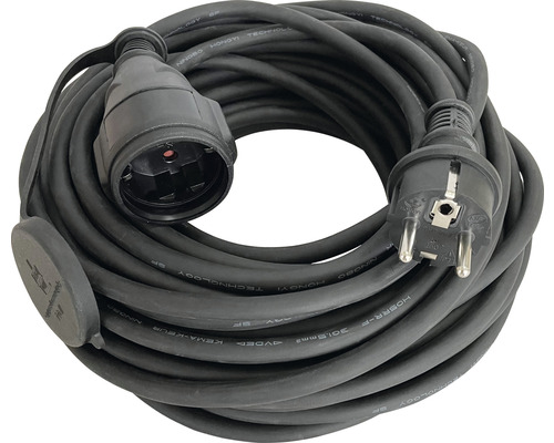 Prodlužovací kabel HO5RR-F IP44 25m schuko/schuko černý Prodlužovací kabel se zástrčkou a zásuvkou