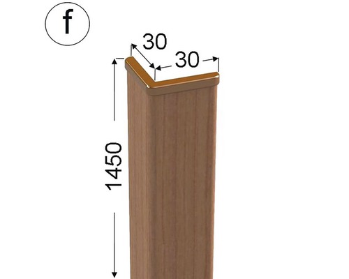 Dřevěný plotový sloupek o rozměrech 30 x 30 x 1450 milimetrů