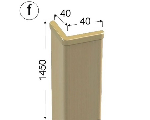 Rohová lišta ochranná 40 x 40 x 1450 mm fólie buk Technický výkres rohového krytu o rozměrech 1450 x 40 x 40 milimetrů.
